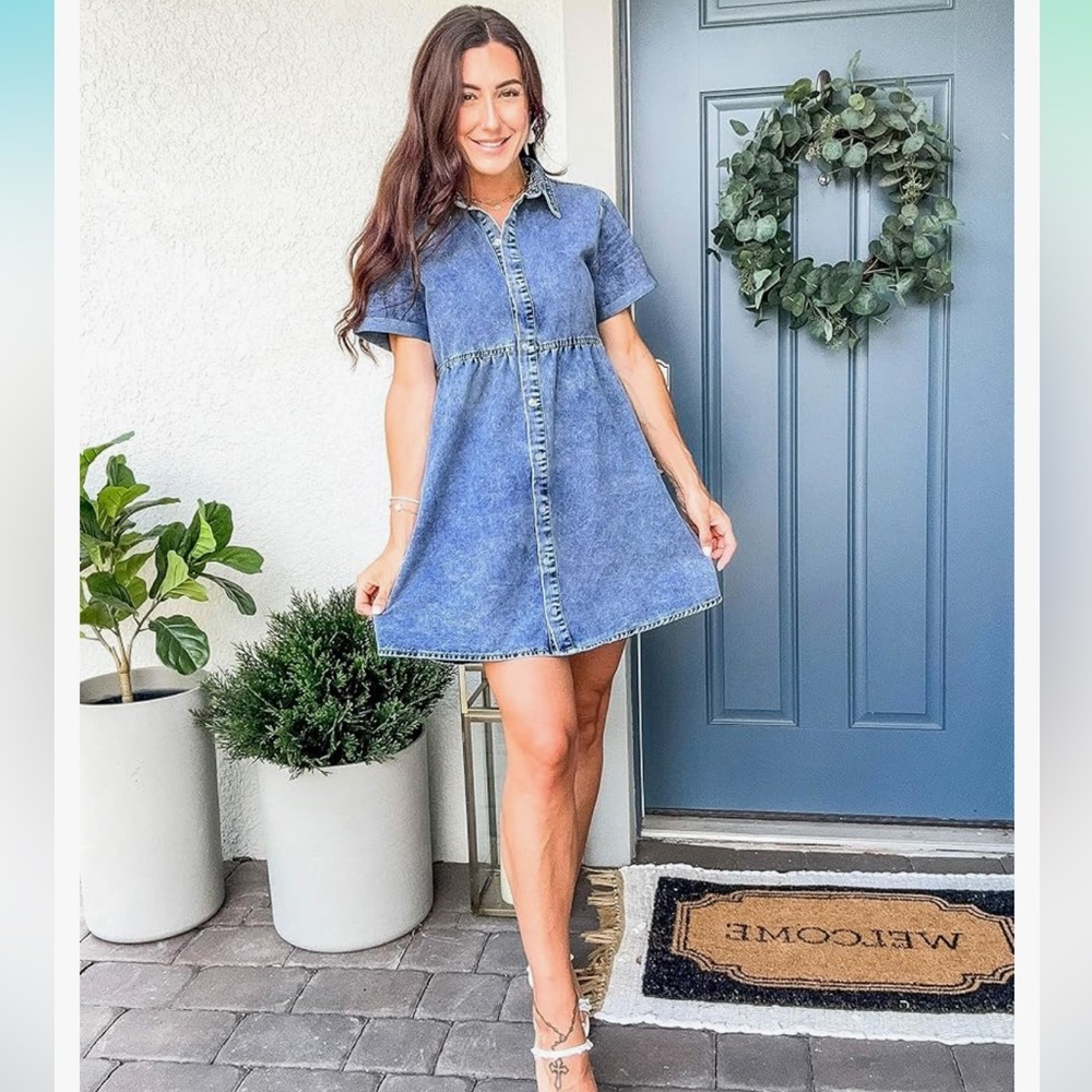 Tiered Denim Mini Dress